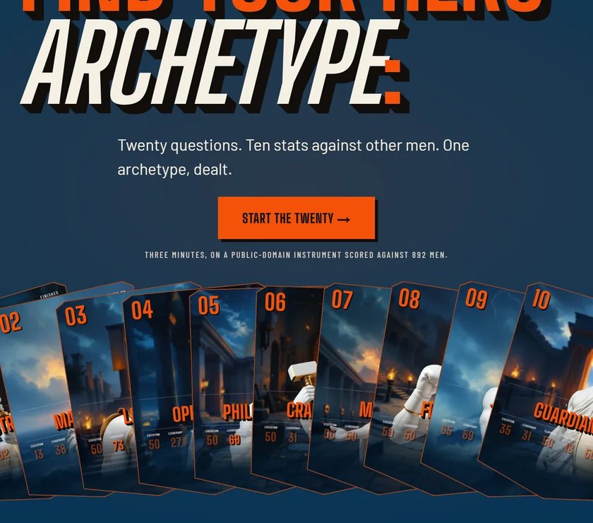 The ten archetype cards fanned out