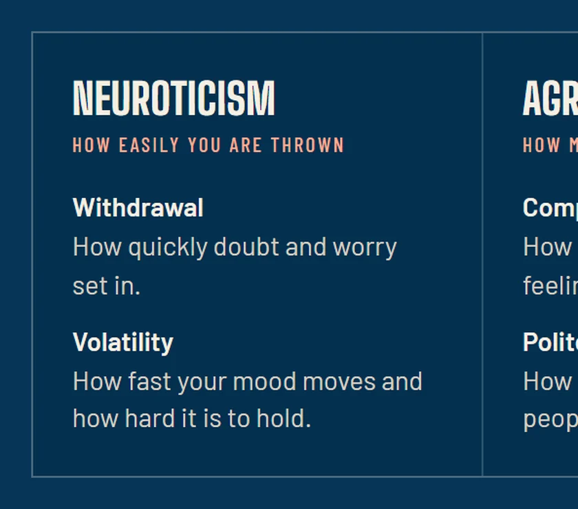 The five traits the questions measure