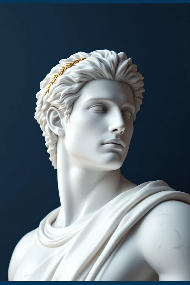 A marble hero in profile